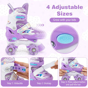 Kids Roller Skates 4 Sizes Adjustable with Light-up Wheels for Toddler Aged 5-7 (S)-Purple