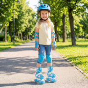 Kids Roller Skates 4 Sizes Adjustable with Light-up Wheels for Toddler Aged 5-7 (S)-Blue