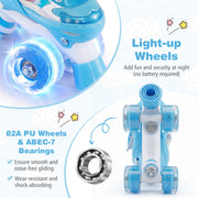 Kids Roller Skates 4 Sizes Adjustable with Light-up Wheels for Toddler Aged 5-7 (S)-Blue