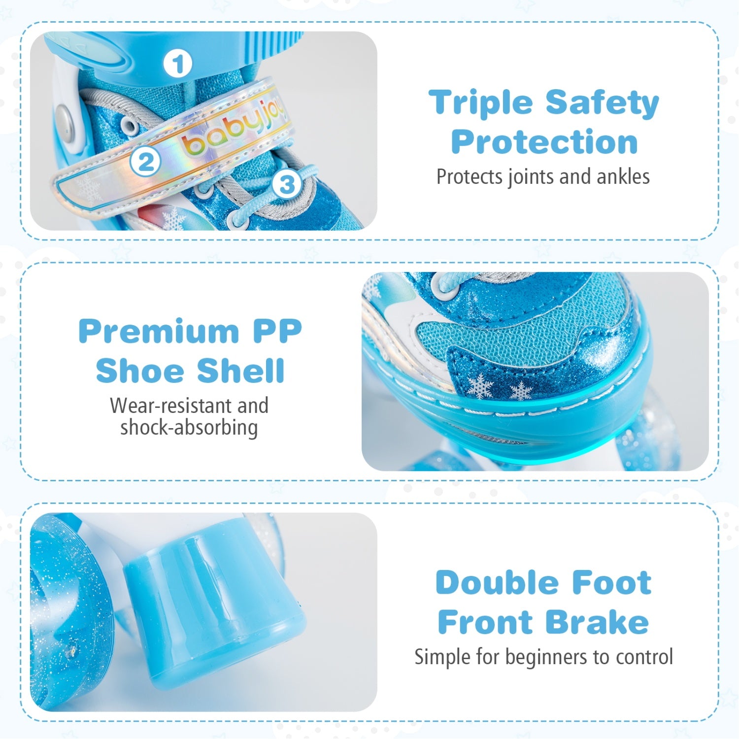 Kids Roller Skates 4 Sizes Adjustable with Light-up Wheels for Toddler Aged 5-7 (S)-Blue