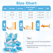Kids Roller Skates 4 Sizes Adjustable with Light-up Wheels for Toddler Aged 5-7 (S)-Blue