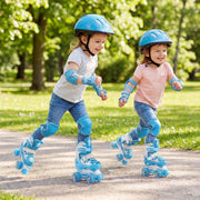 Kids Roller Skates 4 Sizes Adjustable with Light-up Wheels for Toddler Aged 3-4 (XS)-Blue