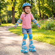 Kids Roller Skates 4 Sizes Adjustable with Light-up Wheels for Toddler Aged 3-4 (XS)-Blue
