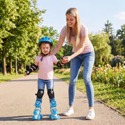 Kids Roller Skates 4 Sizes Adjustable with Light-up Wheels for Toddler Aged 3-4 (XS)-Blue