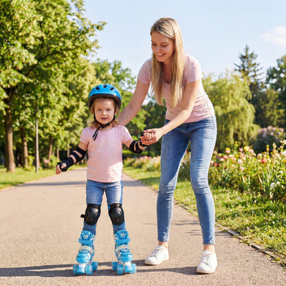 Kids Roller Skates 4 Sizes Adjustable with Light-up Wheels for Toddler Aged 3-4 (XS)-Blue