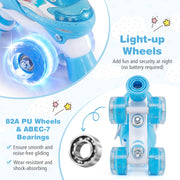 Kids Roller Skates 4 Sizes Adjustable with Light-up Wheels for Toddler Aged 3-4 (XS)-Blue