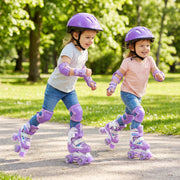 Kids Roller Skates 4 Sizes Adjustable with Light-up Wheels for Toddler Aged 3-4 (XS)-Purple