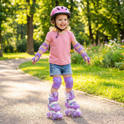 Kids Roller Skates 4 Sizes Adjustable with Light-up Wheels for Toddler Aged 3-4 (XS)-Purple