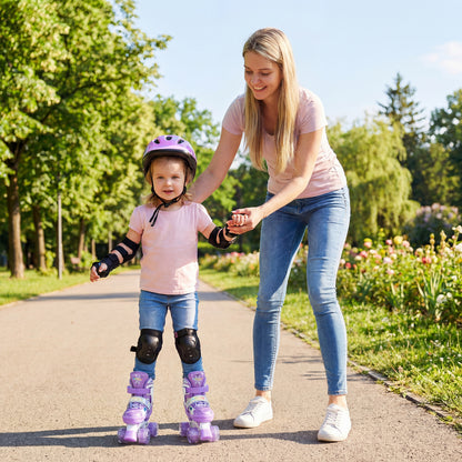 Kids Roller Skates 4 Sizes Adjustable with Light-up Wheels for Toddler Aged 3-4 (XS)-Purple