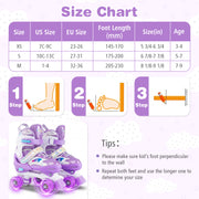 Kids Roller Skates for Girls Boys with Light-up Wheels and Safety Protection-Purple