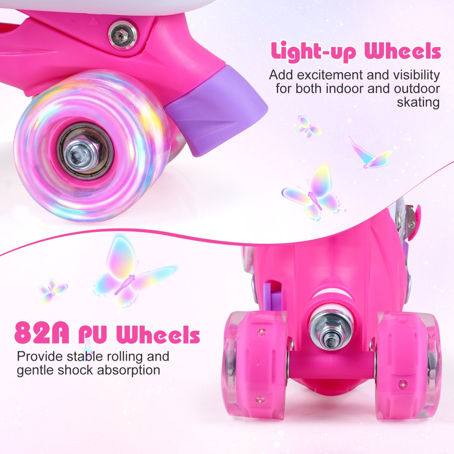 Kids Roller Skates for Toddlers Ages 7-9 with 4 Light up Wheels