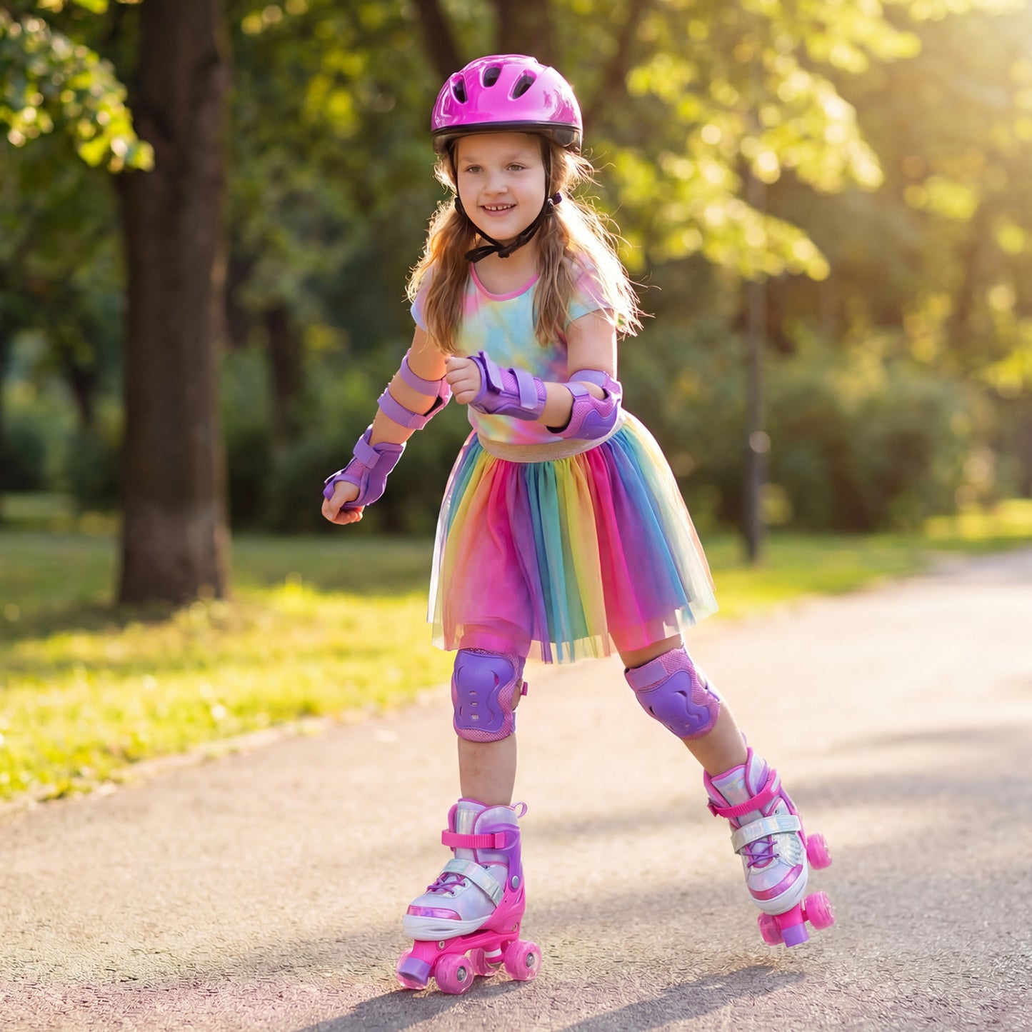 Kids Roller Skates for Toddlers Ages 7-9 with 4 Light up Wheels