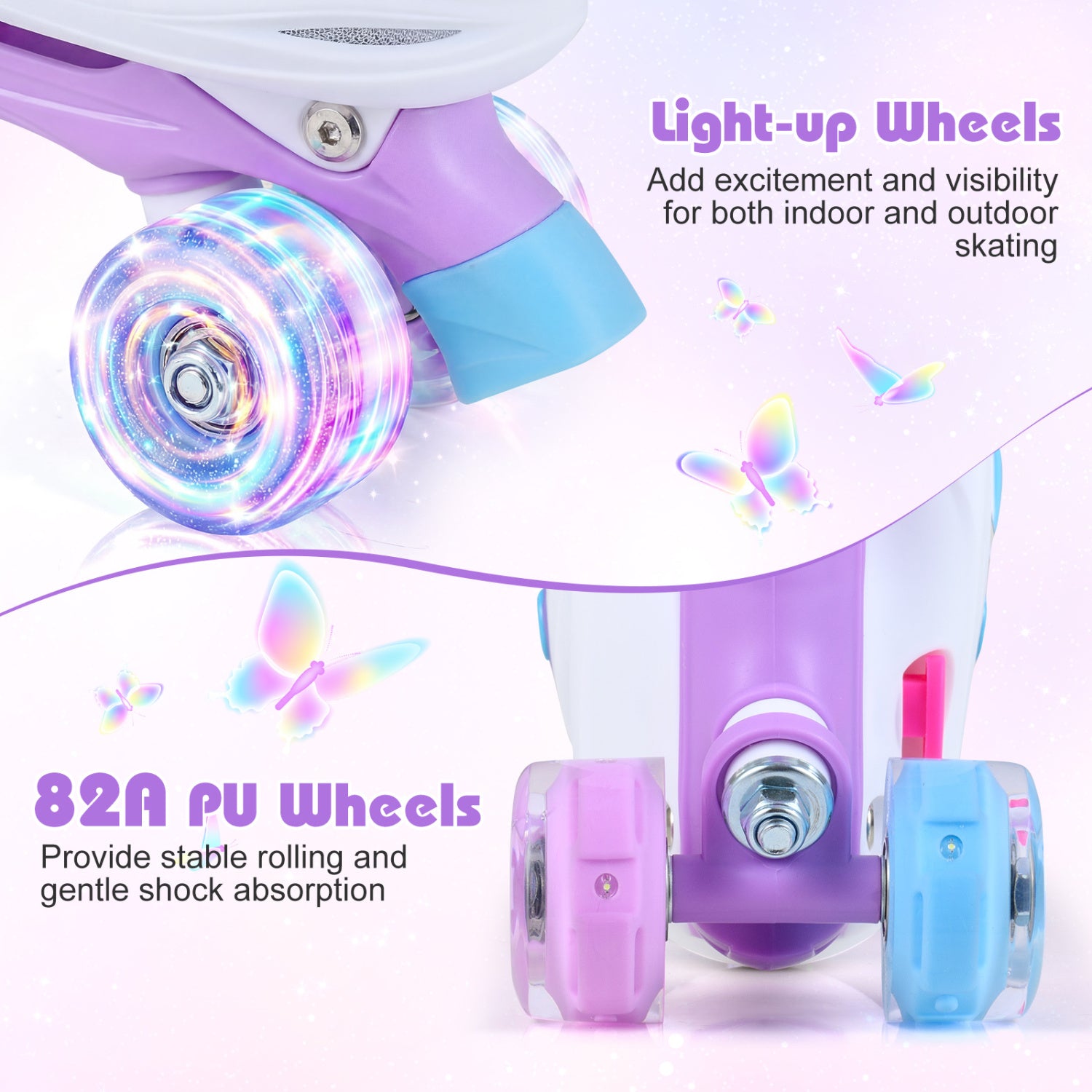 Kids Roller Skates for Toddlers Ages 5-7 with 4 Light-up Wheels