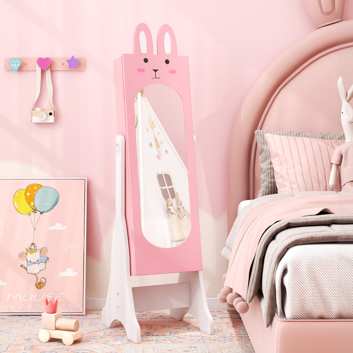 Kids Vanity Table Set with Mirror, Chair & Storage - White