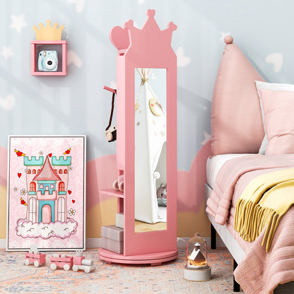 Kids Room Furniture Set Princess Vanity Table and Stool Set with Mirror and Drawer