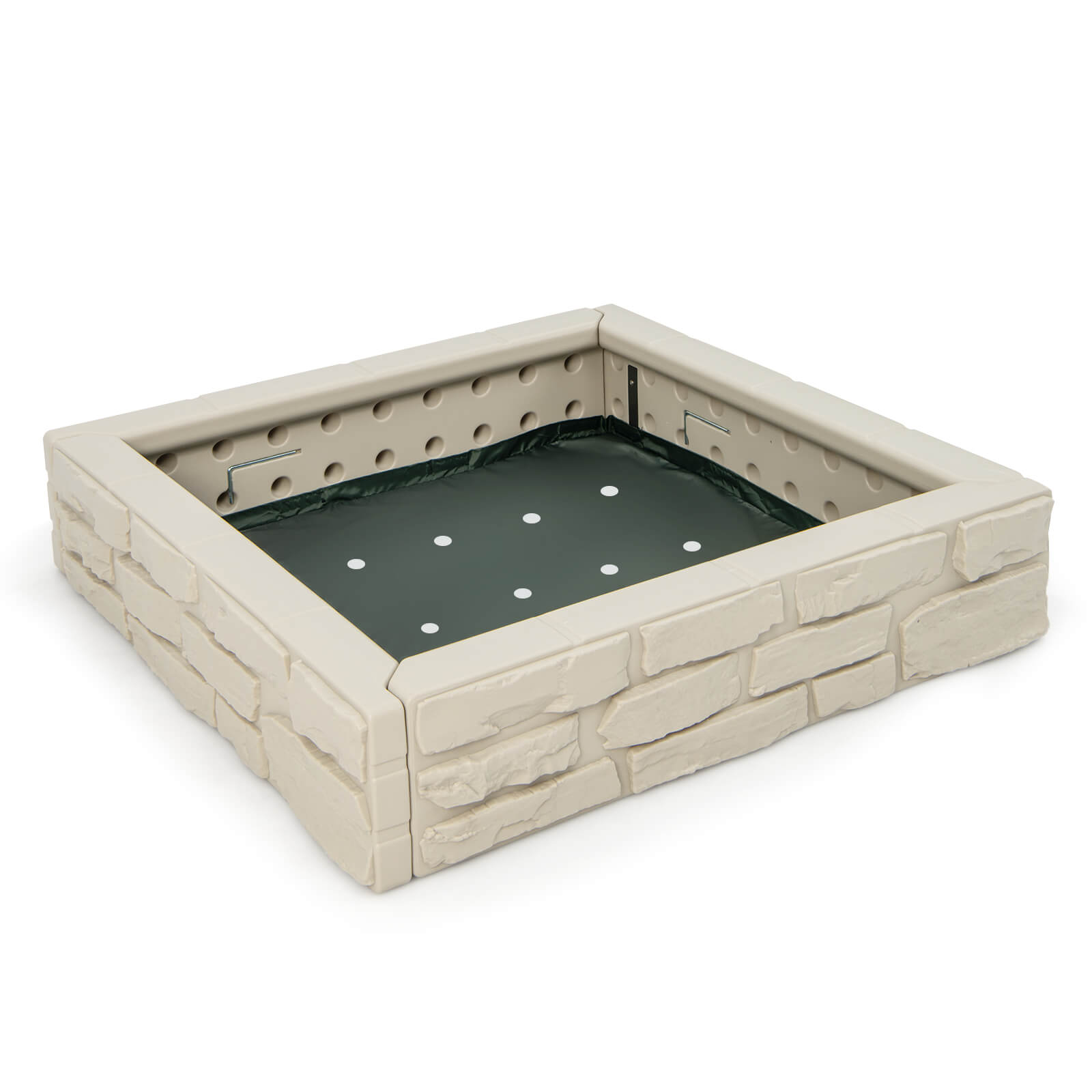 2-In-1 HDPE Kids Sandbox with Cover and Bottom Liner-White - White