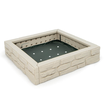 2-In-1 HDPE Kids Sandbox with Cover and Bottom Liner-White - White