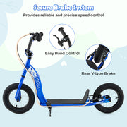 Kids Scooter Youth Kick Scooter with Adjustable Height Handlebar 12-Inch Inflatable Wheels-Navy