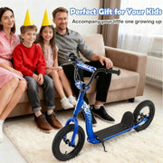 Kids Scooter Youth Kick Scooter with Adjustable Height Handlebar 12-Inch Inflatable Wheels-Navy