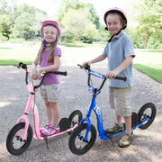 Kids Scooter Youth Kick Scooter with Adjustable Height Handlebar 12-Inch Inflatable Wheels-Pink