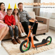 Kids Scooter Youth Kick Scooter with Adjustable Height Handlebar 12-Inch Inflatable Wheels-Orange