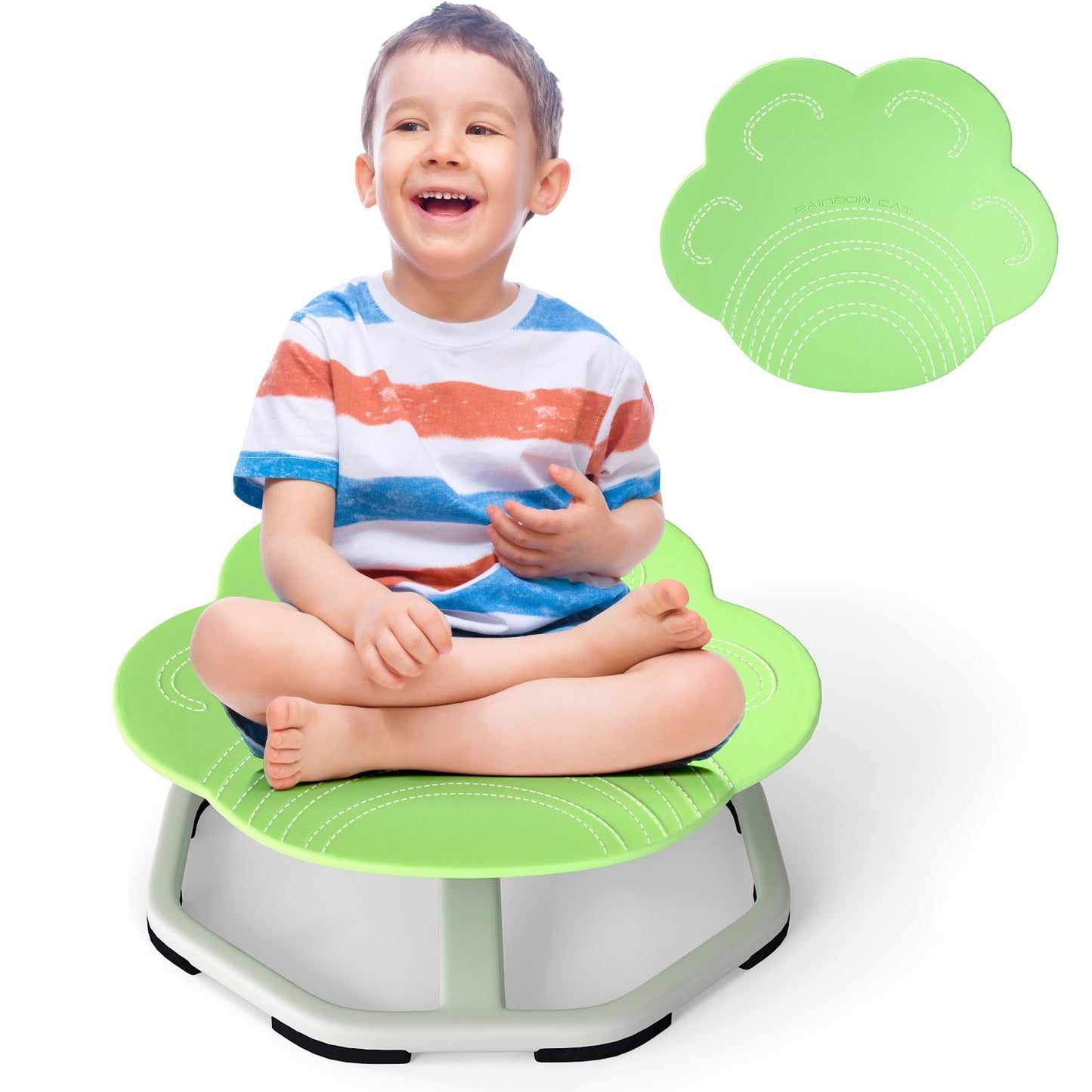 Kids Sensory Swivel Chair Cat Claw 360¬∞ Spinning Chair with Non-Slip Metal Base-Green