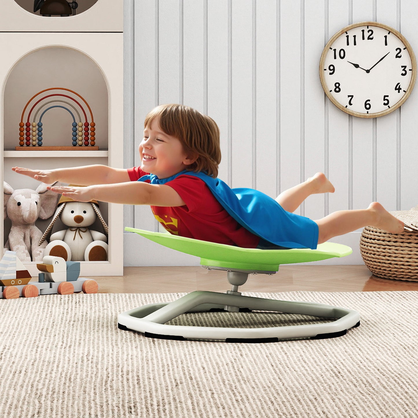 Kids Sensory Swivel Chair Cat Claw 360¬∞ Spinning Chair with Non-Slip Metal Base-Green