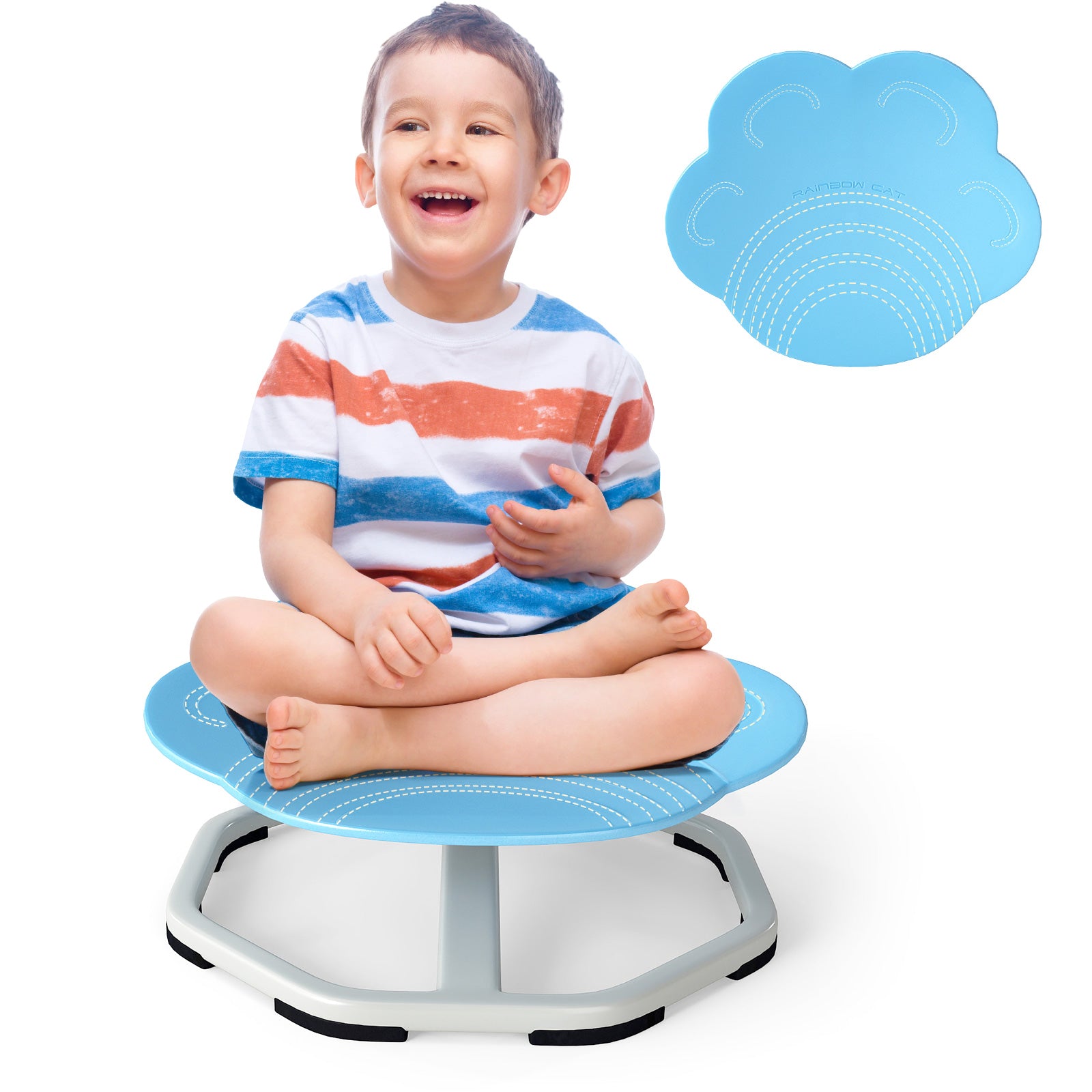 Kids Sensory Swivel Chair Cat Claw 360¬∞ Spinning Chair with Non-Slip Metal Base-Blue