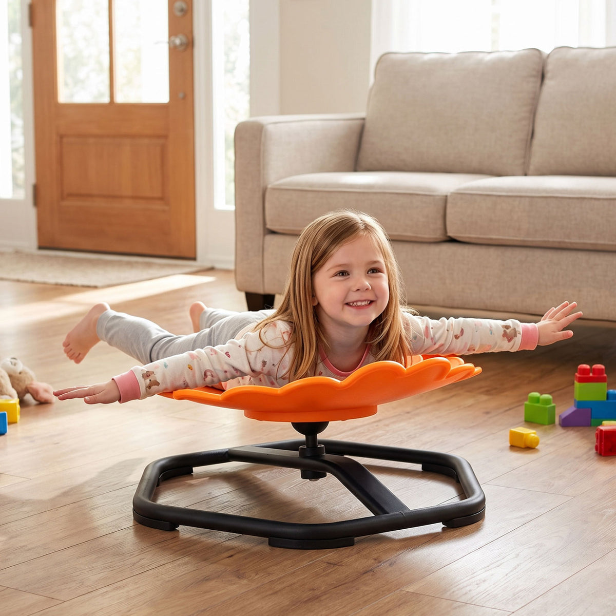 Kids Sensory Swivel Chair with Sunflower Shape 360° Spin