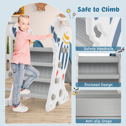 4-in-1 Kids Slide and Swing Set with Basketball Hoop