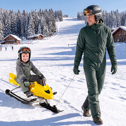 Snow Racer Sled with Brakes and Steering Handle for Kids