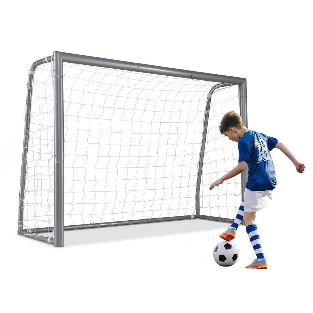 Kids Soccer Goal with Tear-Resistant Net and Ground Stakes for Professional Everyday Match