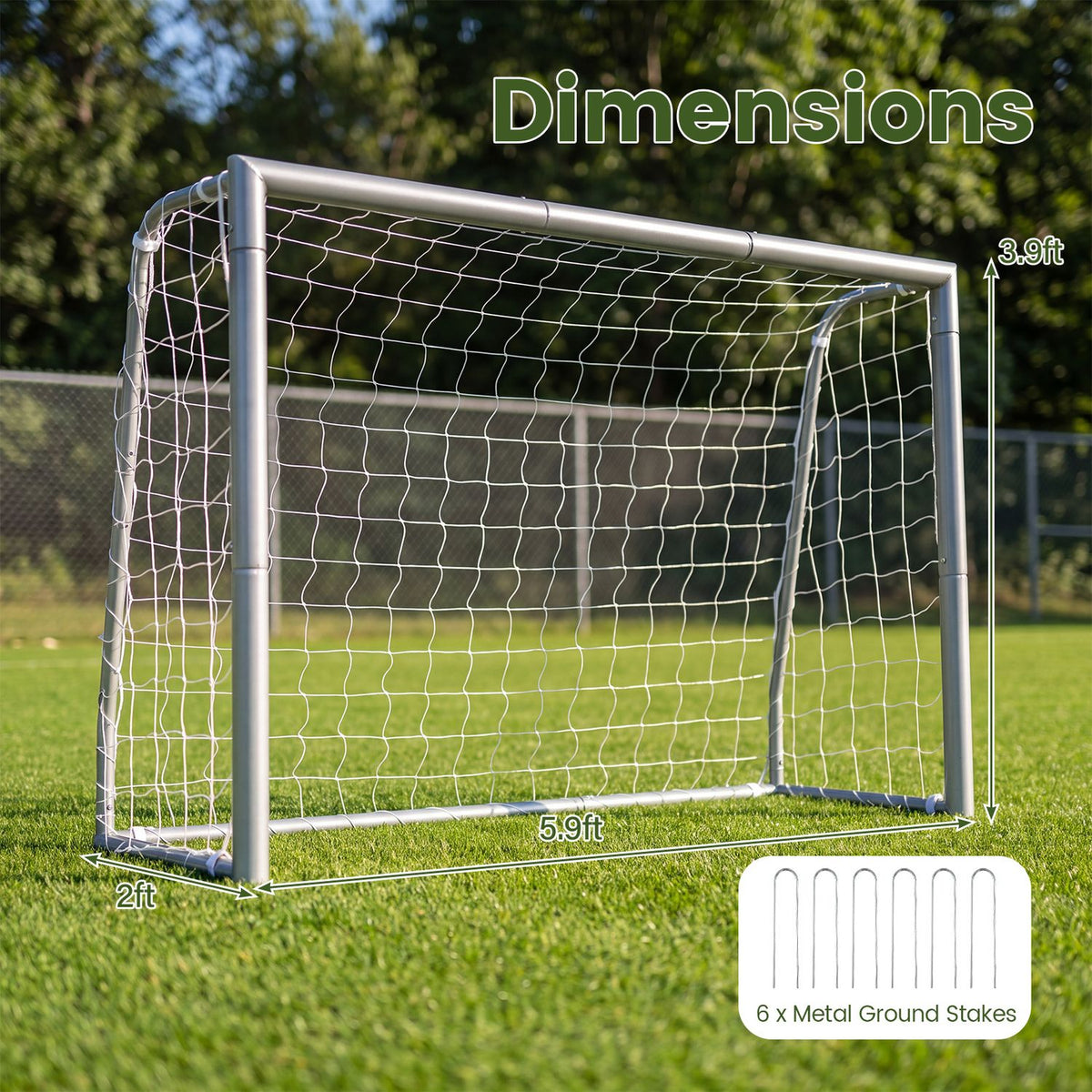 Kids Soccer Goal with Tear-Resistant Net and Ground Stakes for Professional Everyday Match