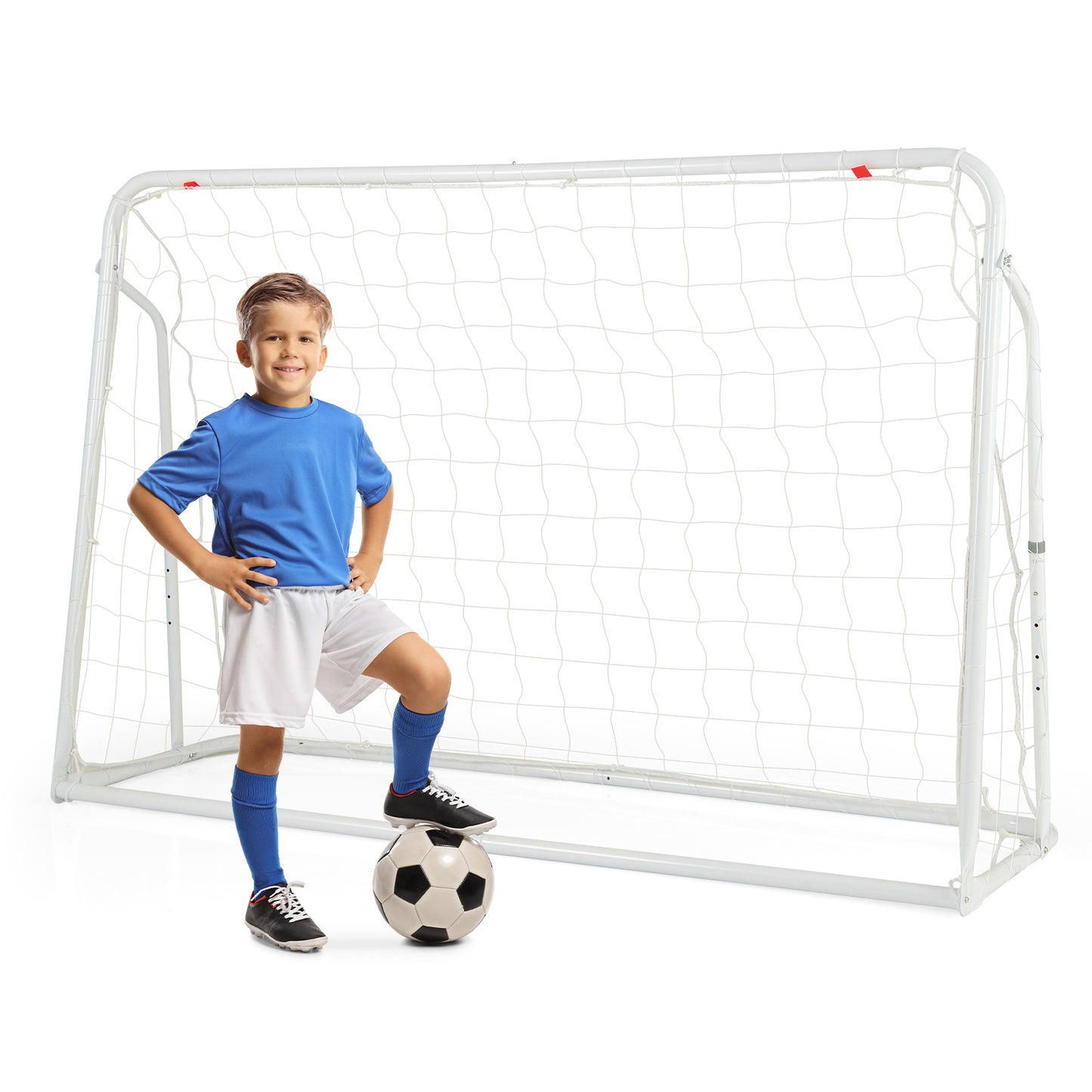 2-in-1 Kids Soccer Rebounder and Soccer Goal with Adjustable Height-Black - White