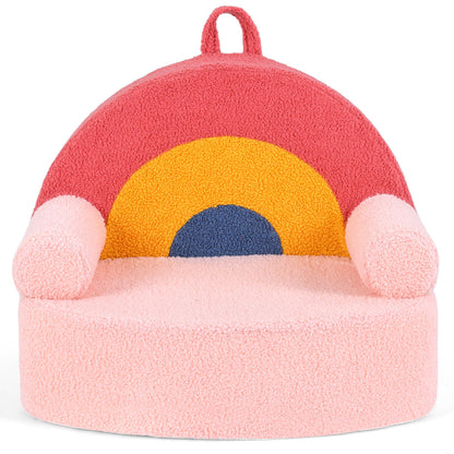Kids Sofa Toddler Foam Couch with Soft Fleece Fabric Cover-Red