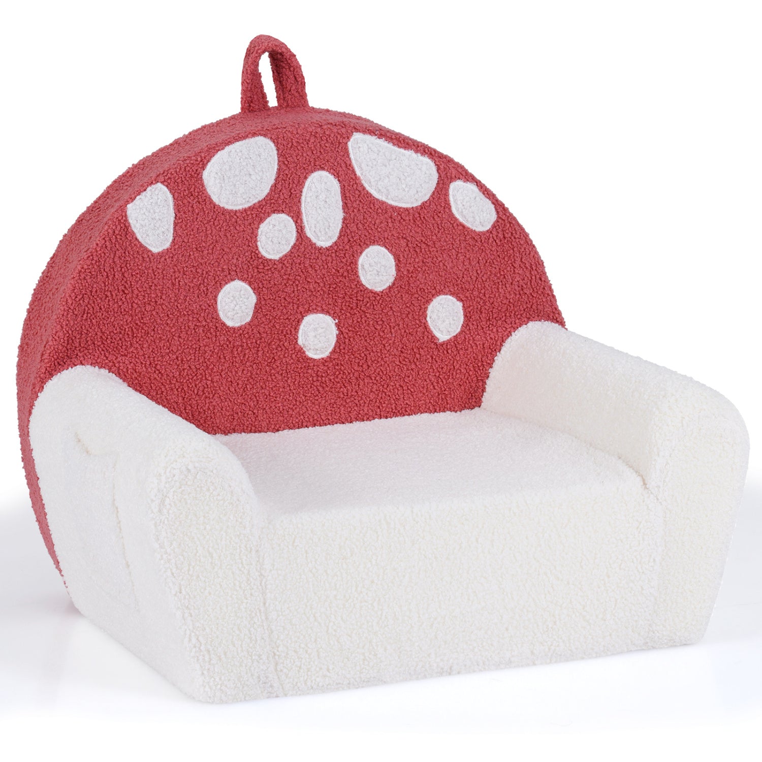 Kids Sofa Toddler Foam Couch with Soft Fleece Fabric Cover-Beige & Red