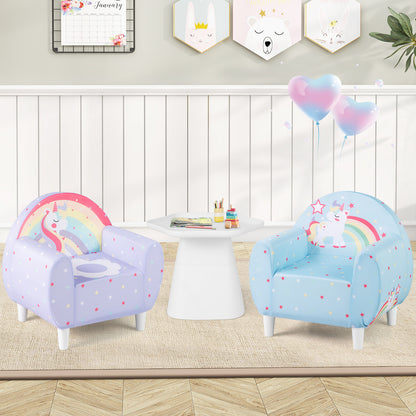 Kids Sofa with Breathable Spandex Fabric and High-density Sponge Filling for Boys and Girls-Blue