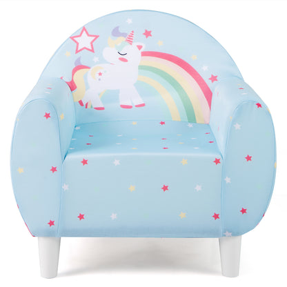 Kids Sofa with Breathable Spandex Fabric and High-density Sponge Filling for Boys and Girls-Blue