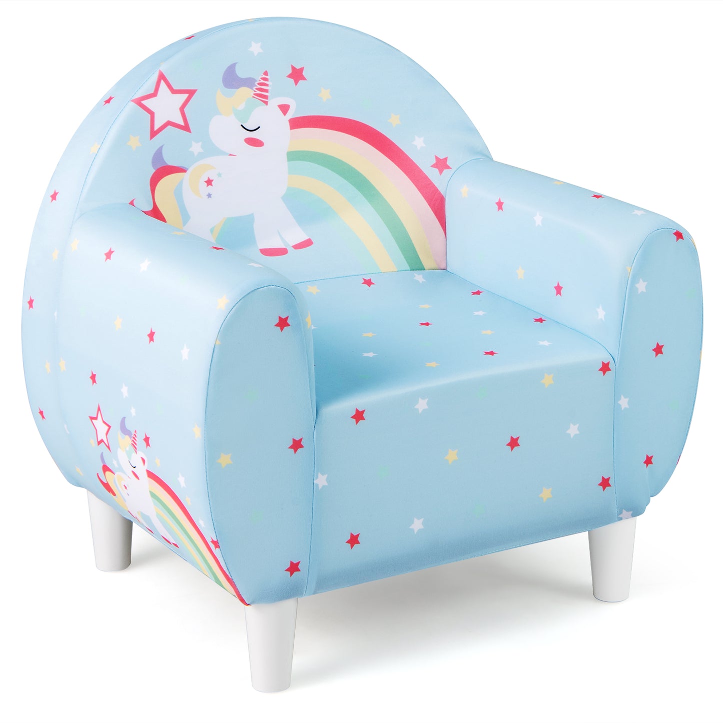 Kids Sofa with Breathable Spandex Fabric and High-density Sponge Filling for Boys and Girls-Blue