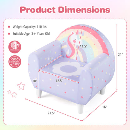 Kids Sofa with Breathable Spandex Fabric and High-density Sponge Filling for Boys and Girls-Purple