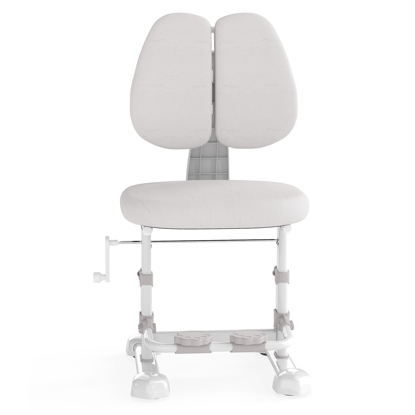 Kids Study Chair with Adjustable Double Backrest and Footrest-Gray