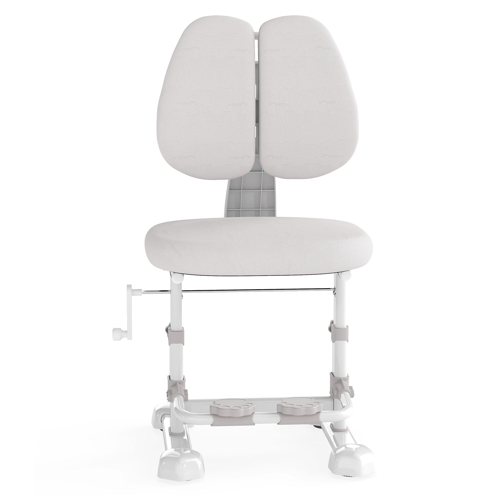 Kids Study Chair with Adjustable Double Backrest and Footrest-Gray