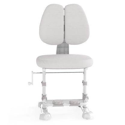 Kids Study Chair with Adjustable Double Backrest and Footrest-Gray
