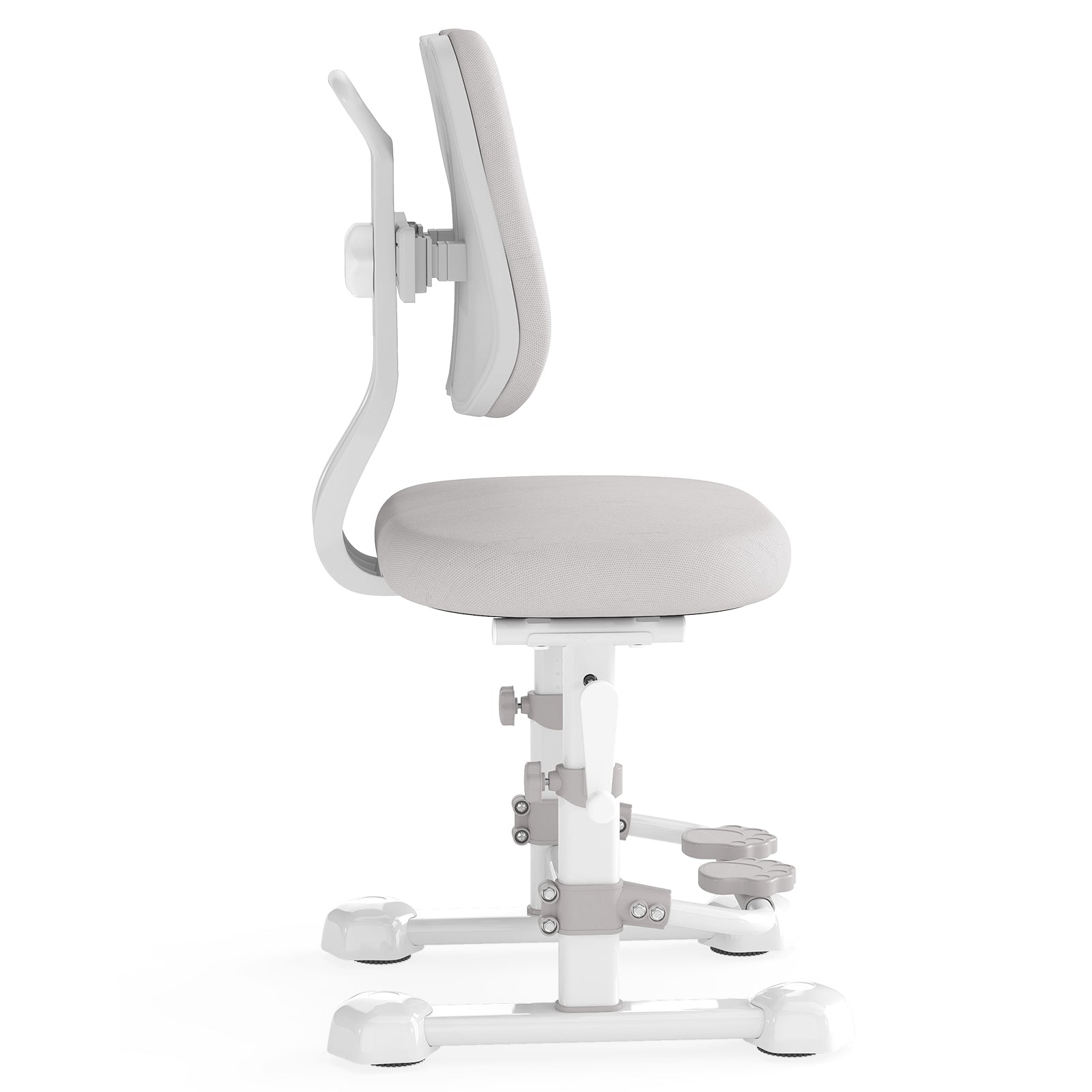 Kids Study Chair with Adjustable Double Backrest and Footrest-Gray