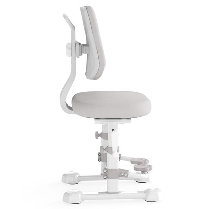 Kids Study Chair with Adjustable Double Backrest and Footrest-Gray