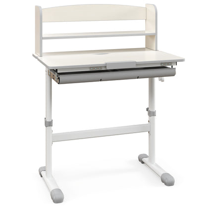 Height Adjustable Kids Study Desk with Tilt Desktop-Gray - Gray