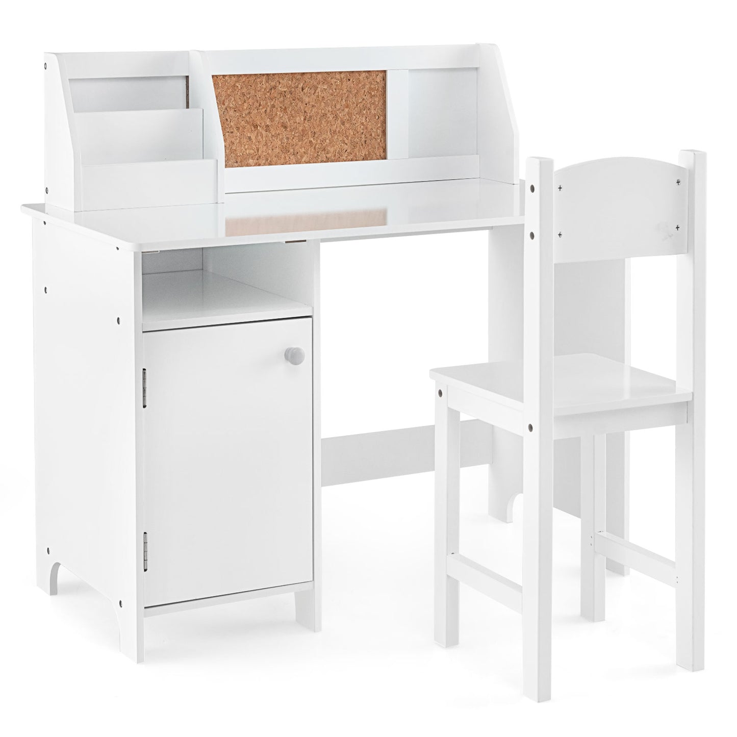 Kids Study Desk and Chair Set with Storage Cabinet