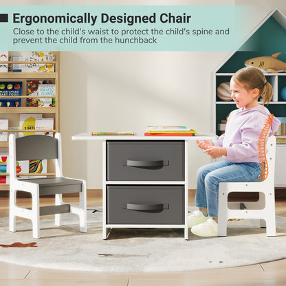Kids Table and 2 Chairs Set Removable Storage Drawers
