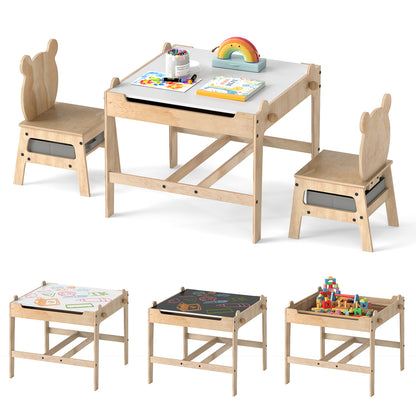 Kids Table and Chair Set with Reversible Whiteboard