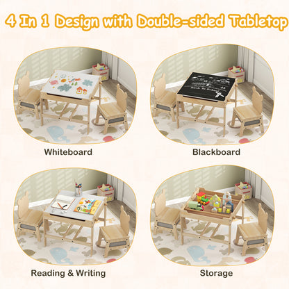 Kids Table and Chair Set with Reversible Whiteboard